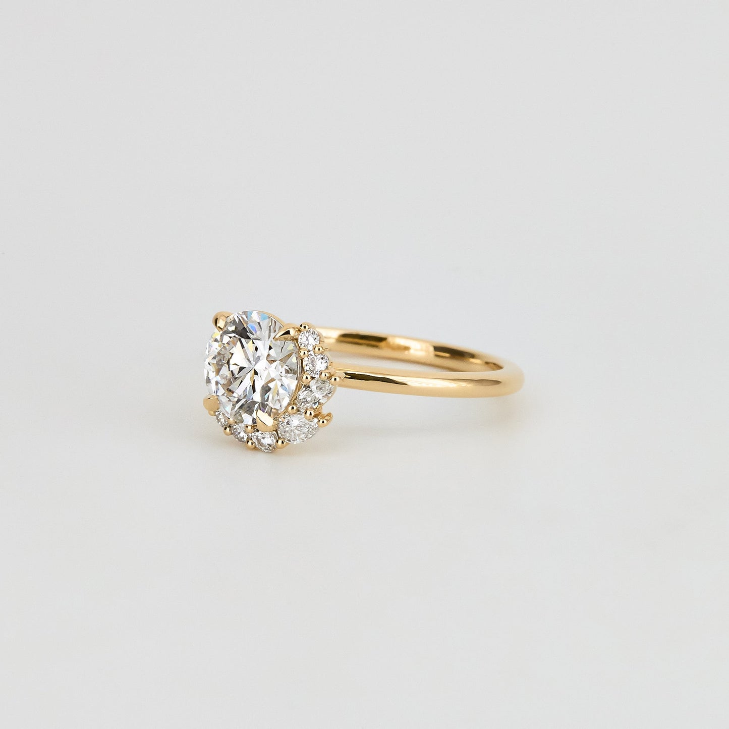 1.24 CT Round Cut Cluster Lab Grown Diamond Engagement Ring