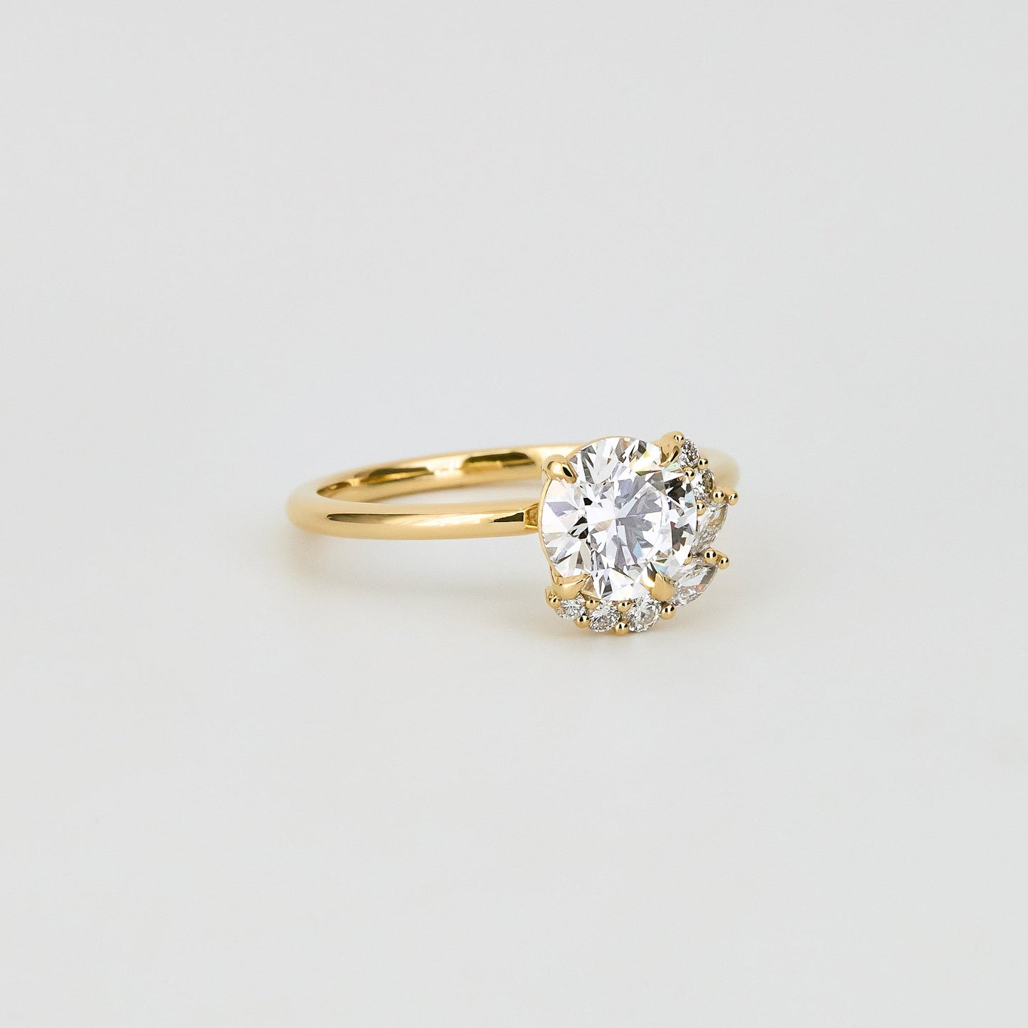 1.24 CT Round Cut Cluster Lab Grown Diamond Engagement Ring