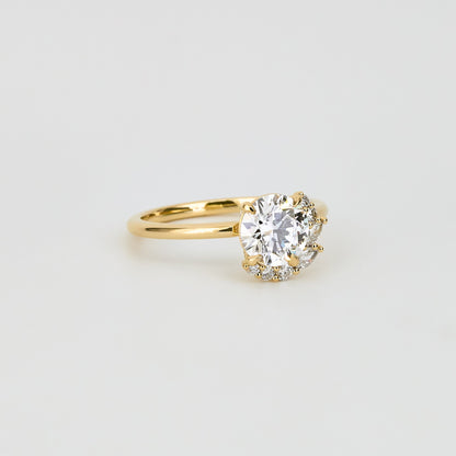 1.24 CT Round Cut Cluster Lab Grown Diamond Engagement Ring