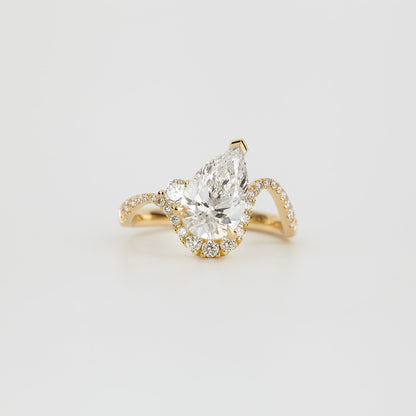 1.81 CT Pear Cut Pave Lab Grown Diamond Engagement Ring