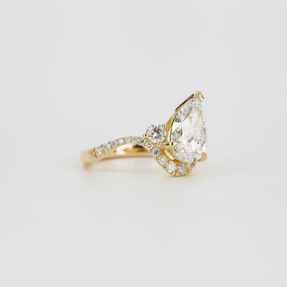 1.81 CT Pear Cut Pave Lab Grown Diamond Engagement Ring