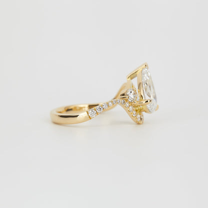 1.81 CT Pear Cut Pave Lab Grown Diamond Engagement Ring