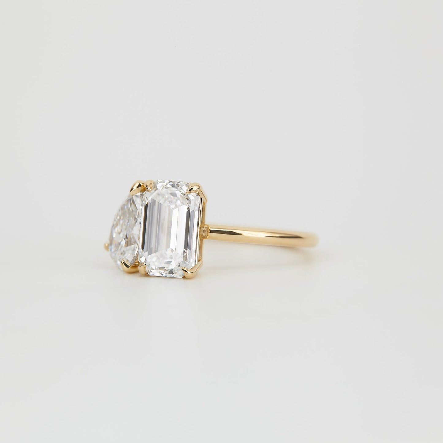 3.34 TCW Emerald & Pear Cut Toi Et Moi Lab Grown Diamond Engagement Ring