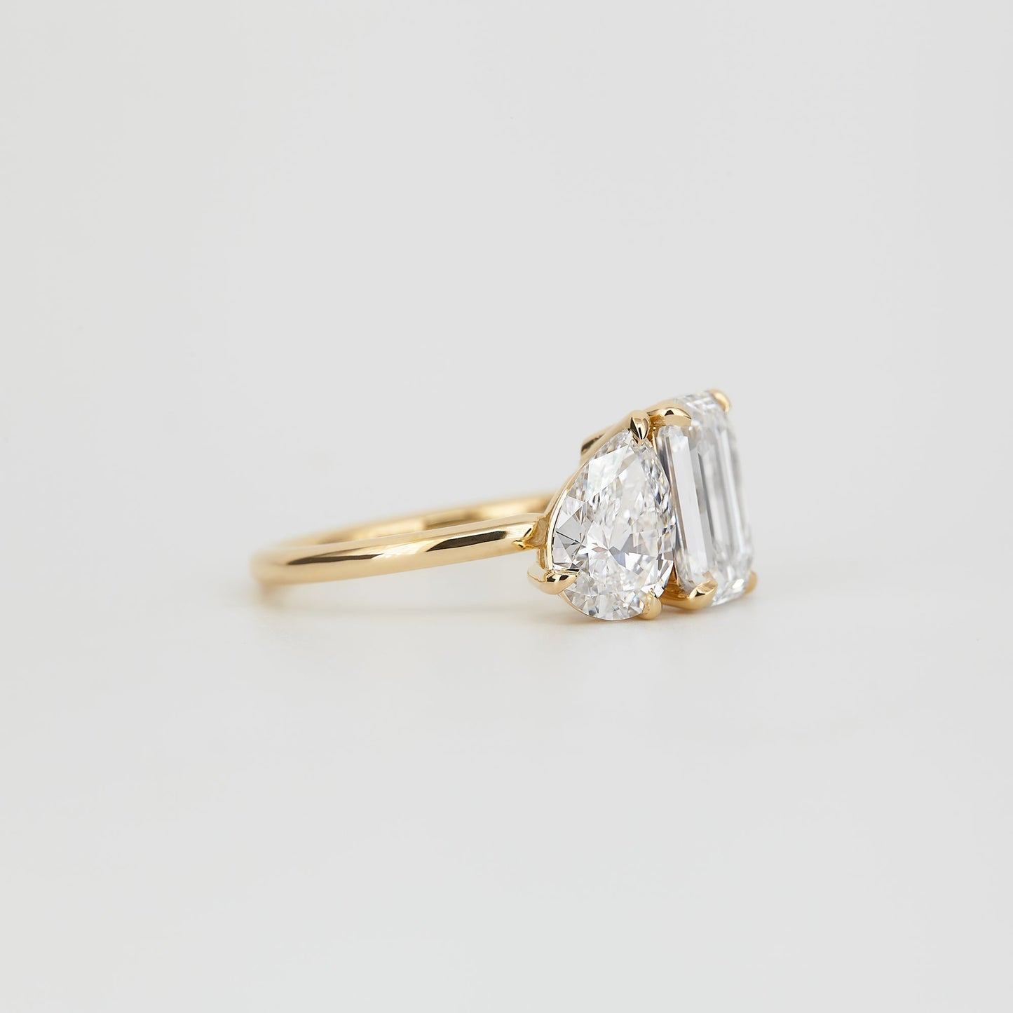 3.34 TCW Emerald & Pear Cut Toi Et Moi Lab Grown Diamond Engagement Ring