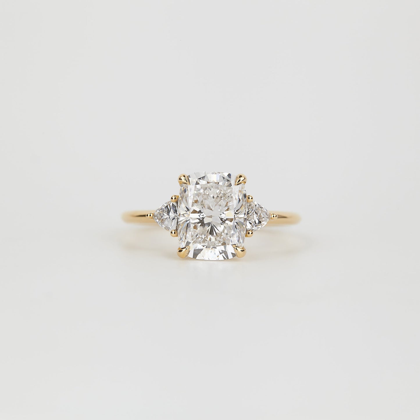 2.5 CT Cushion Cut Three Stones Lab Grown Diamond Engagement Ring