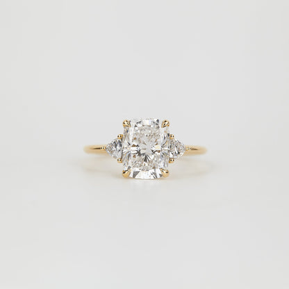 2.5 CT Cushion Cut Three Stones Lab Grown Diamond Engagement Ring