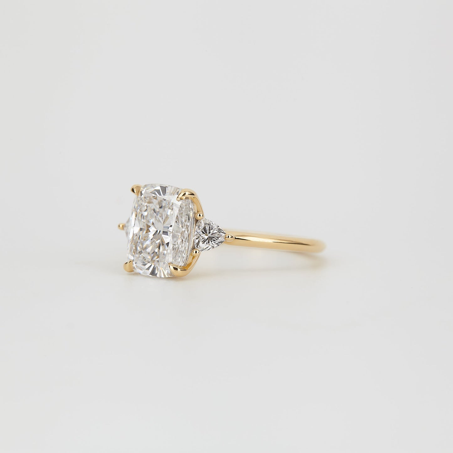 2.5 CT Cushion Cut Three Stones Lab Grown Diamond Engagement Ring