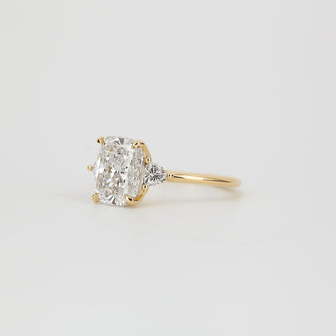 2.5 CT Cushion Cut Three Stones Lab Grown Diamond Engagement Ring