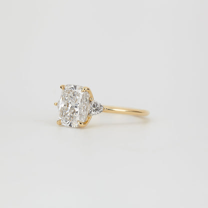 2.5 CT Cushion Cut Three Stones Lab Grown Diamond Engagement Ring