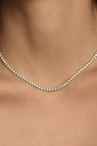 6 TCW Round Lab Grown Diamond Claw Tennis Necklace