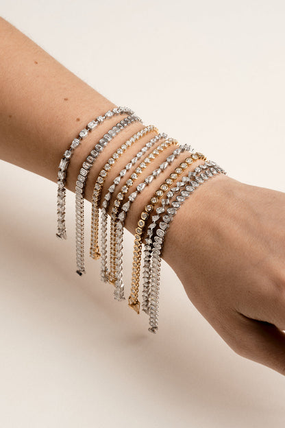 4.5 TCW Pear East-West Stones Lab Grown Diamond Tennis Bracelet