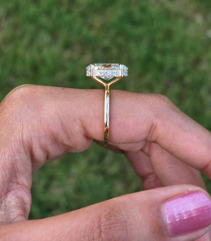 Marquise Shaped Three Stone Lab Grown Diamond Engagement Ring