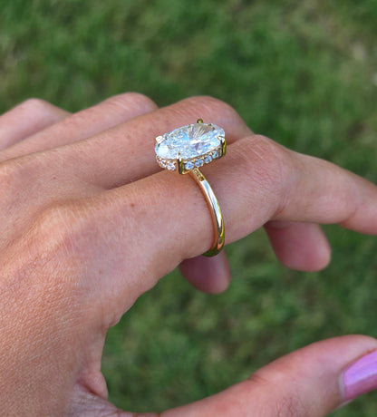 Marquise Shaped Three Stone Lab Grown Diamond Engagement Ring