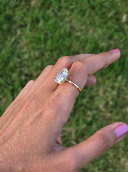 Marquise Shaped Three Stone Lab Grown Diamond Engagement Ring