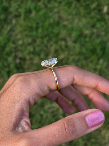 Marquise Shaped Three Stone Lab Grown Diamond Engagement Ring