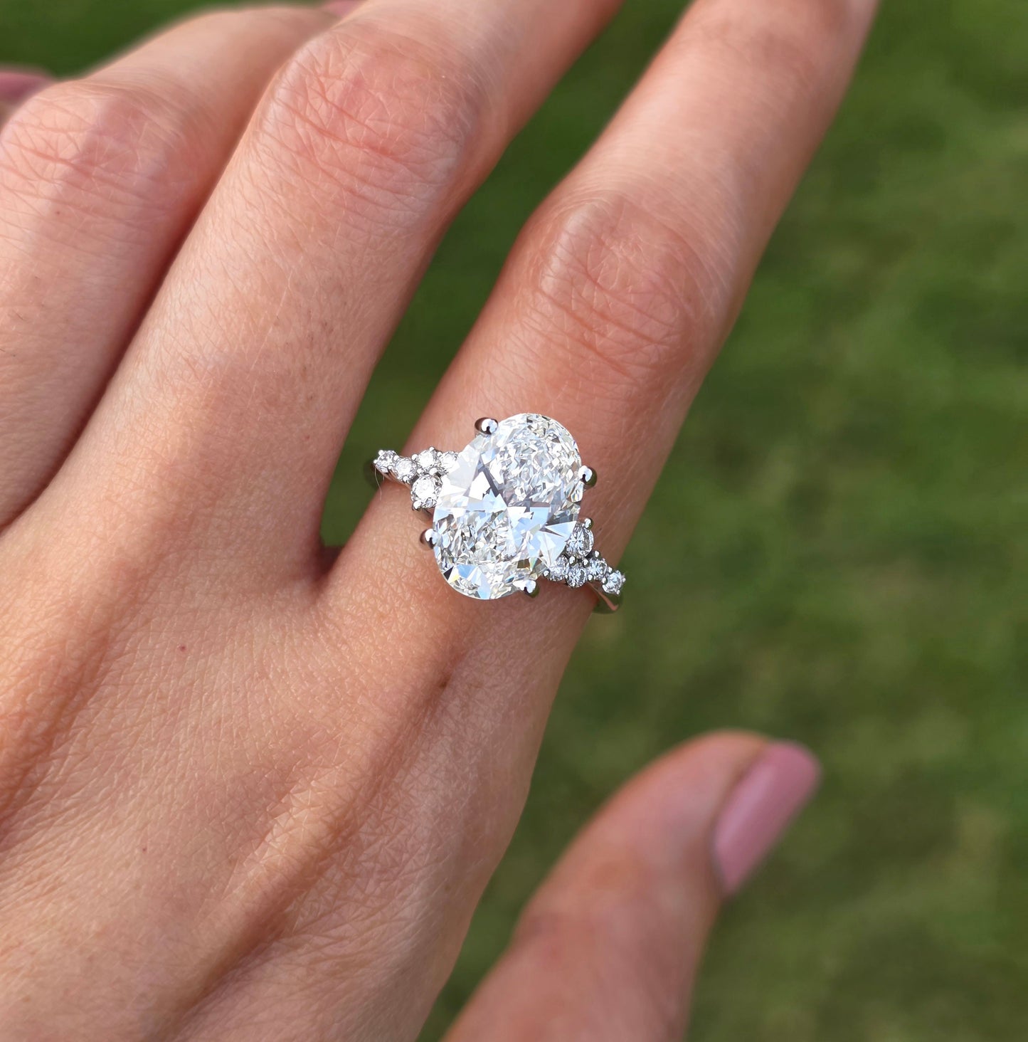 Marquise Shaped Three Stone Lab Grown Diamond Engagement Ring