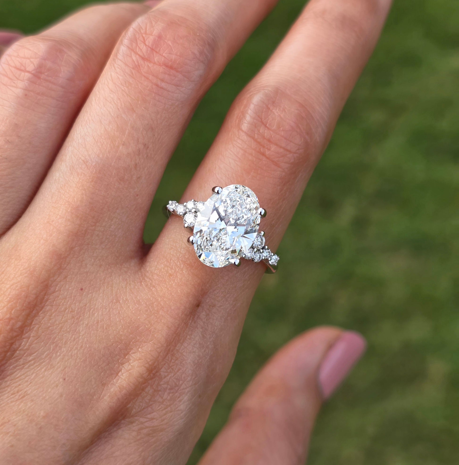 Marquise Shaped Three Stone Lab Grown Diamond Engagement Ring