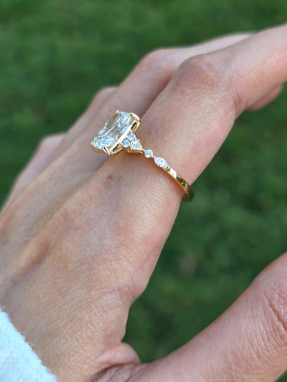 2 CT Radiant Cut Cluster Pave Lab Grown Diamond Engagement Ring