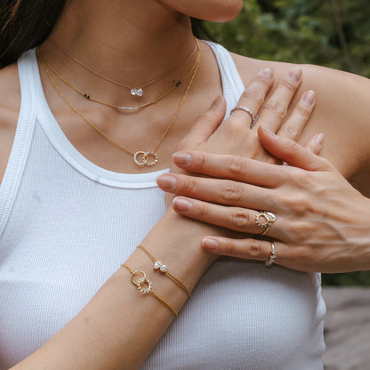 0.50 TCW Round Moissanite Diamond Sun-Moon Pendant Necklace in Solid Gold 2