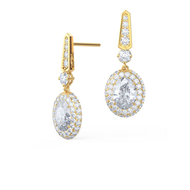 2.50 TCW Oval & Round Cut Moissanite Royal Drop Earrings in Gold 1