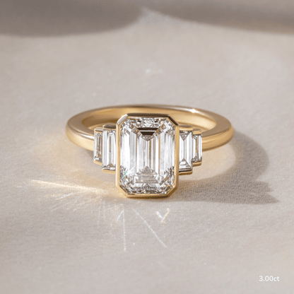 Marquise Shaped Three Stone Lab Grown Diamond Engagement Ring