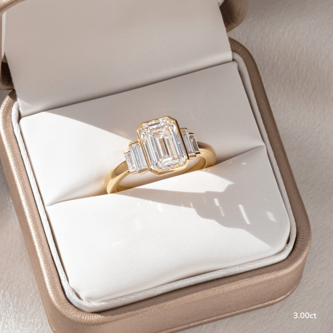 Marquise Shaped Three Stone Lab Grown Diamond Engagement Ring