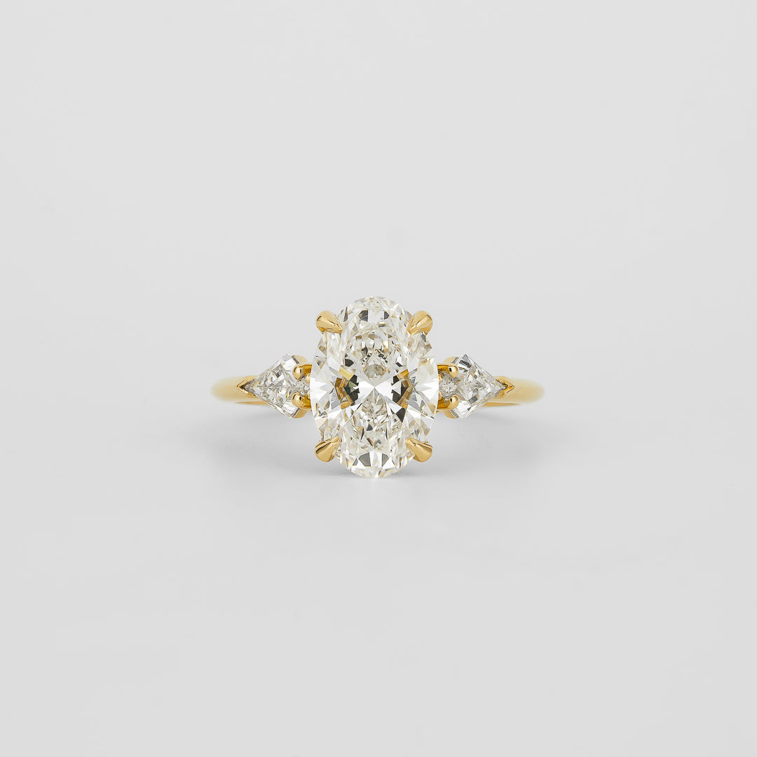 2.02 CT Oval Cut Three Stones Lab Grown Diamond Engagement Ring