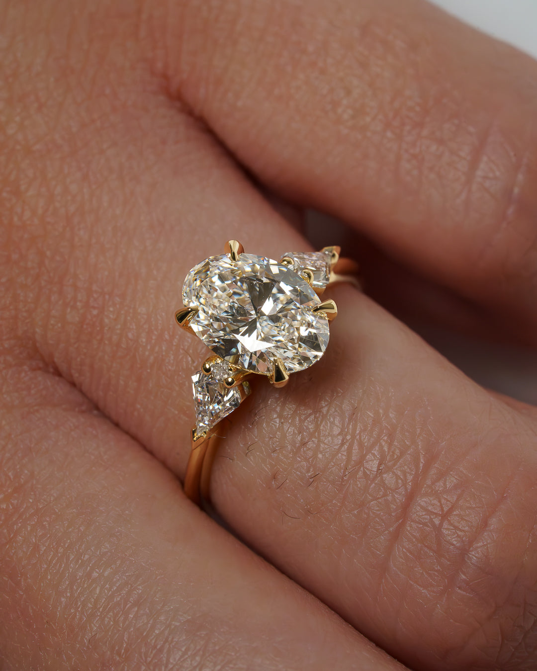 2.02 CT Oval Cut Three Stones Lab Grown Diamond Engagement Ring