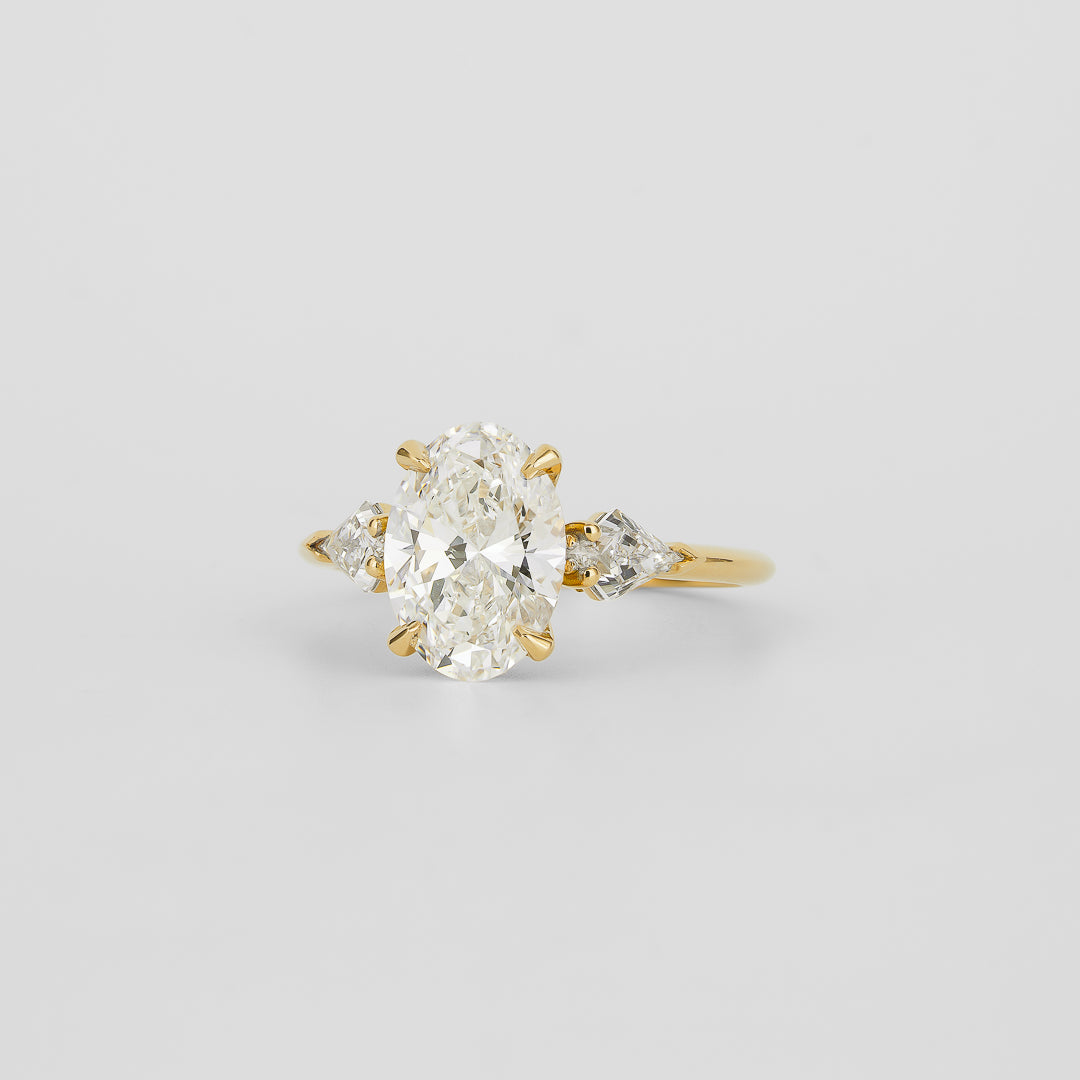 2.02 CT Oval Cut Three Stones Lab Grown Diamond Engagement Ring