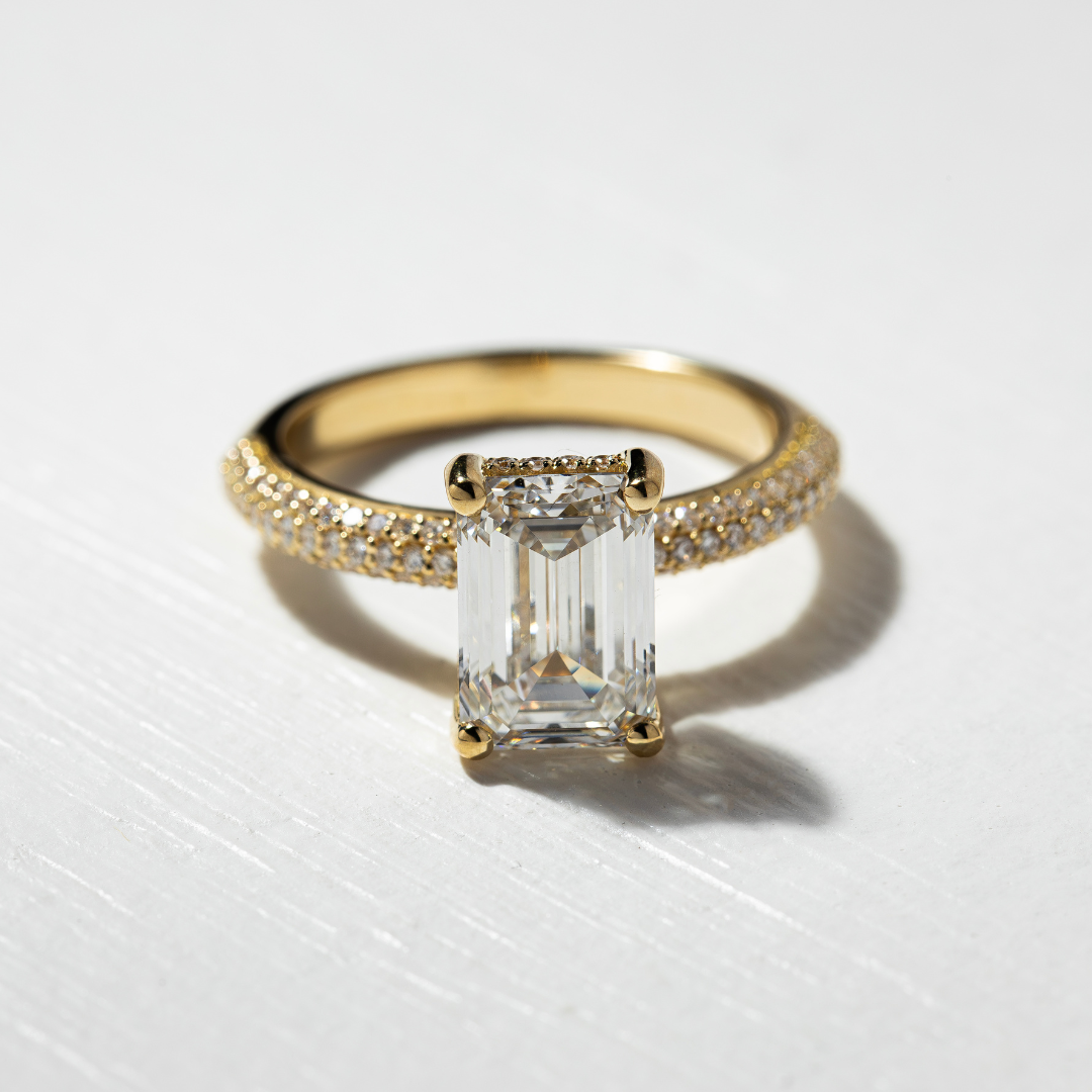 Marquise Shaped Three Stone Lab Grown Diamond Engagement Ring