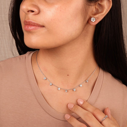 1.0 CT Round Moissanite Diamond Necklace in Solid Gold 2