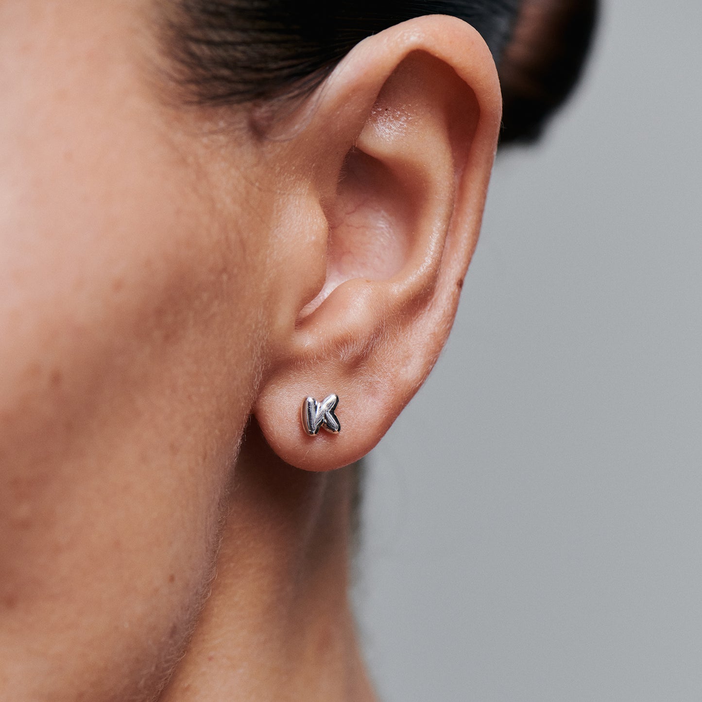 Puffed Letter Initial Stud Earrings