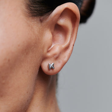 Puffed Letter Initial Stud Earrings