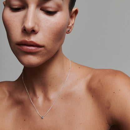 Puffed Letter Initial Chained Necklace