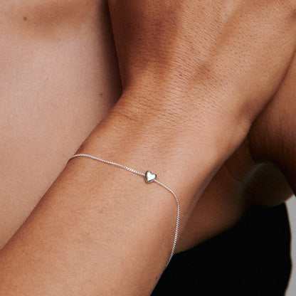 Puffed Heart Chain Bracelet