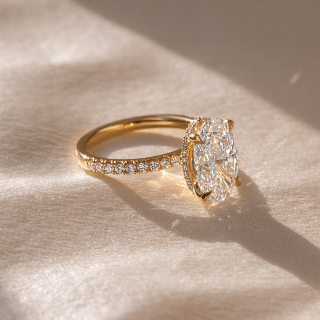 Marquise Shaped Three Stone Lab Grown Diamond Engagement Ring