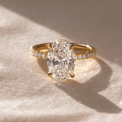 Marquise Shaped Three Stone Lab Grown Diamond Engagement Ring