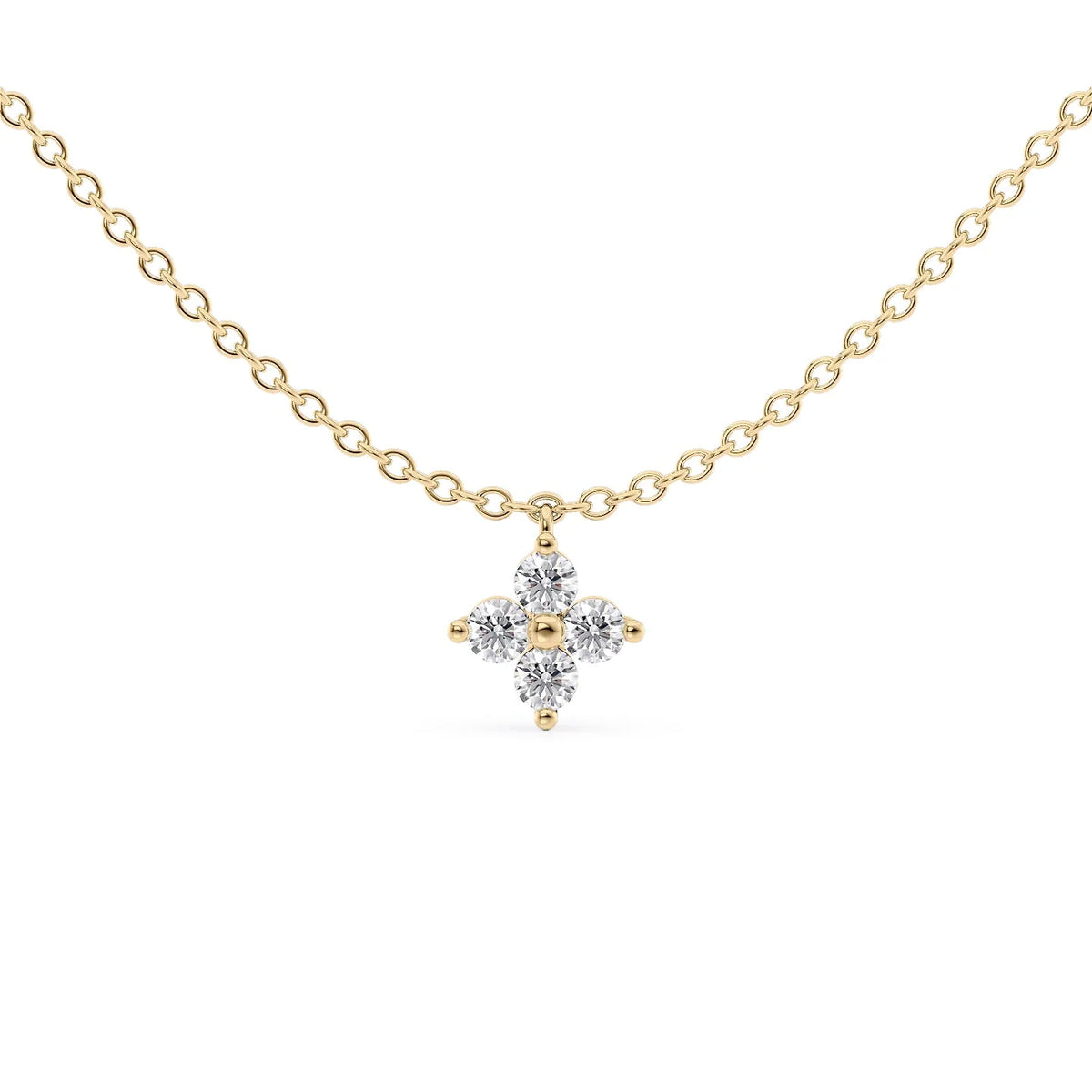 0.16 CT Round Clover Pendant Lab Grown Diamond Necklace in Solid Gold