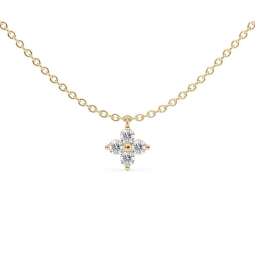0.16 CT Round Clover Pendant Lab Grown Diamond Necklace in Solid Gold