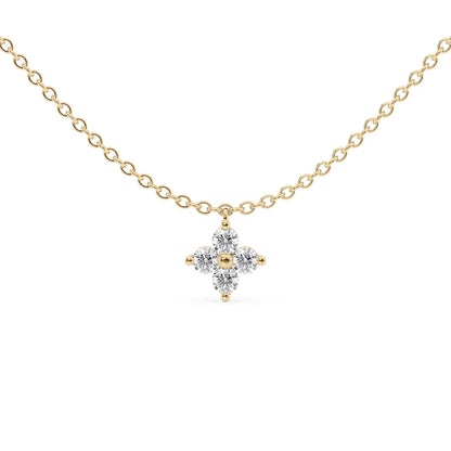0.16 CT Round Clover Pendant Lab Grown Diamond Necklace in Solid Gold