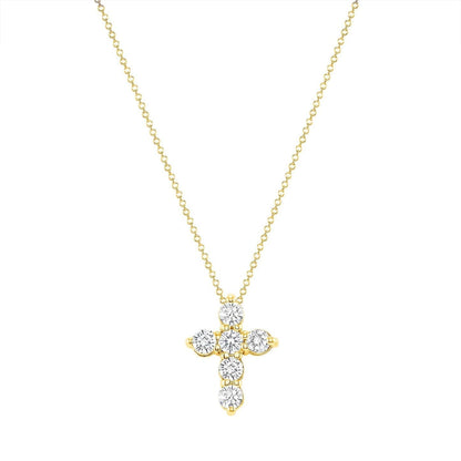 0.50 TCW Round Cut Moissanite Diamond Cross Pendant Necklace in Solid Gold 4