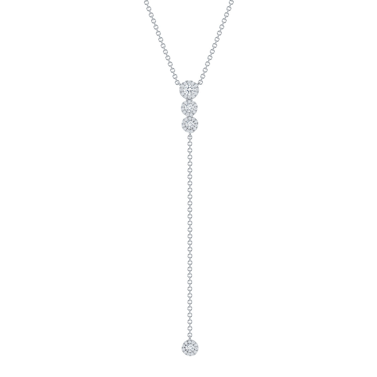 0.50 CT Round Moissanite Diamond Lariat Necklace in Solid Gold 1