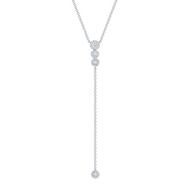 0.50 CT Round Moissanite Diamond Lariat Necklace in Solid Gold 1