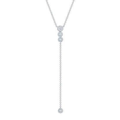 0.50 CT Round Moissanite Diamond Lariat Necklace in Solid Gold 1