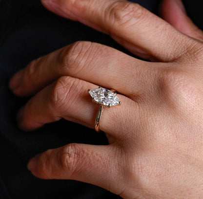 Stunning 2.0 CT Marquise Cut Moissanite Engagement Ring with Solitaire Design 8