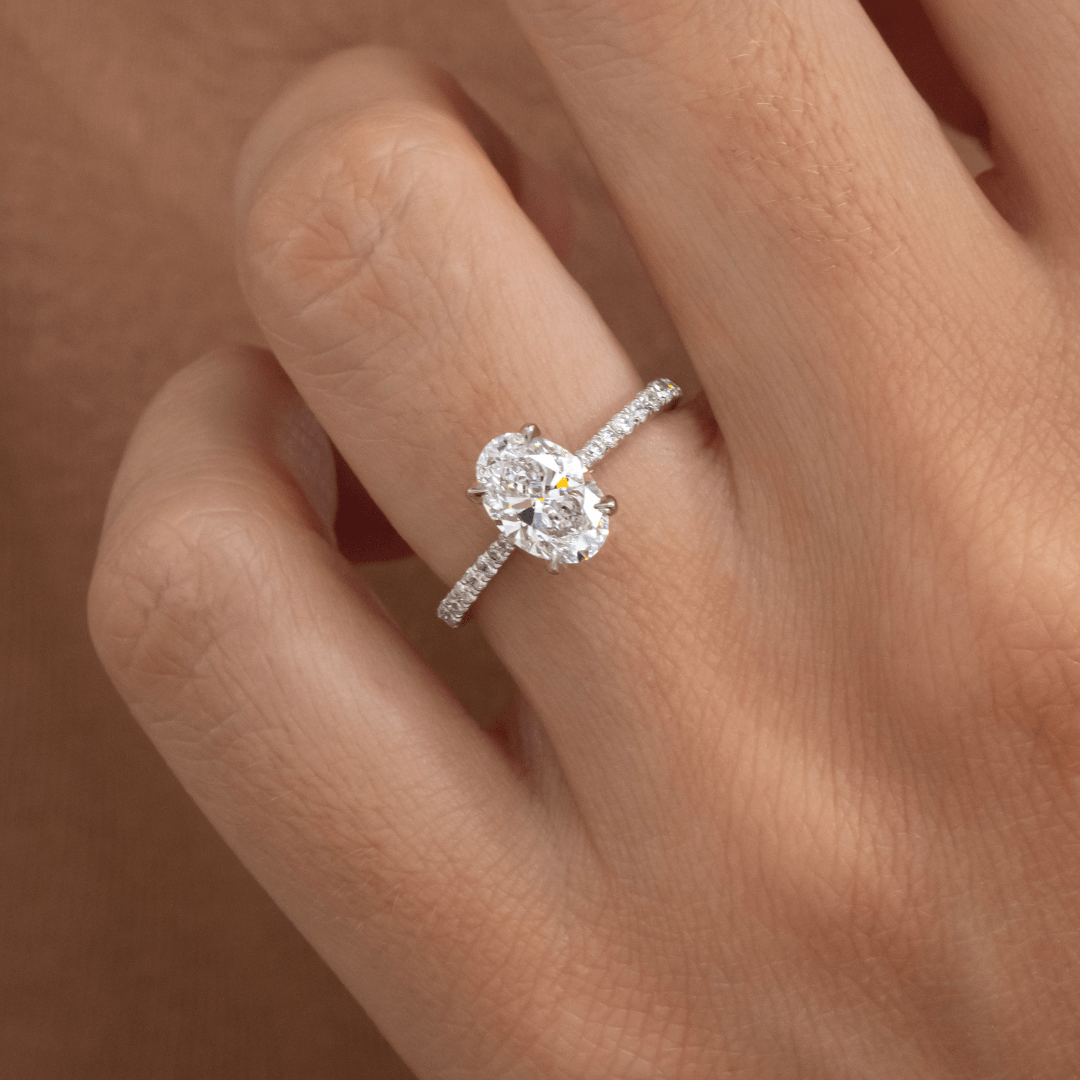 Marquise Shaped Three Stone Lab Grown Diamond Engagement Ring
