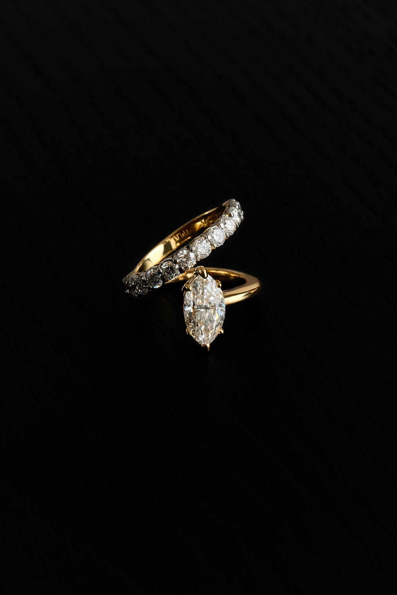 Marquise Shaped Three Stone Lab Grown Diamond Engagement Ring