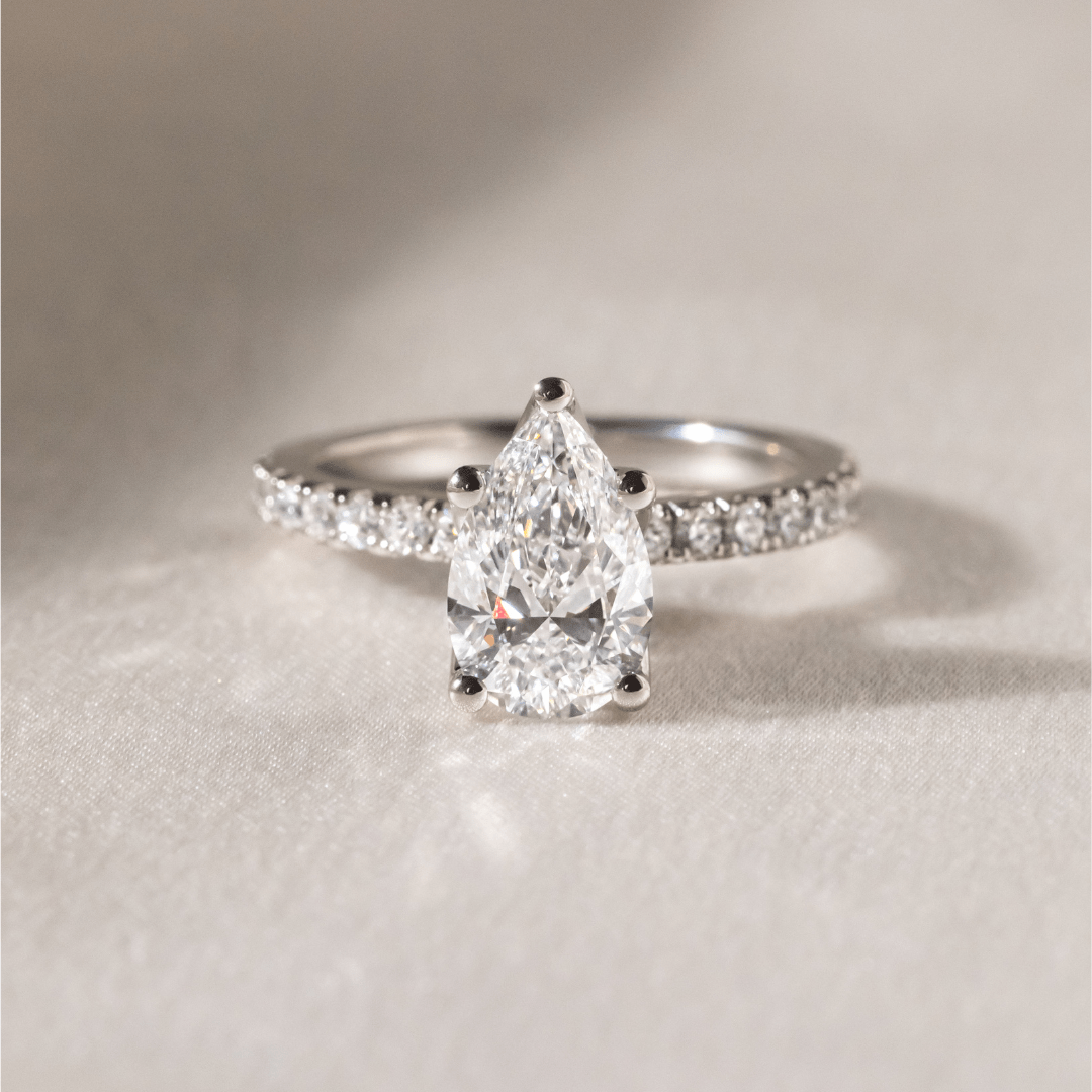 Marquise Shaped Three Stone Lab Grown Diamond Engagement Ring