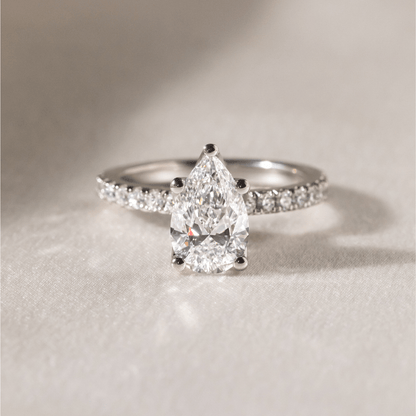 Marquise Shaped Three Stone Lab Grown Diamond Engagement Ring