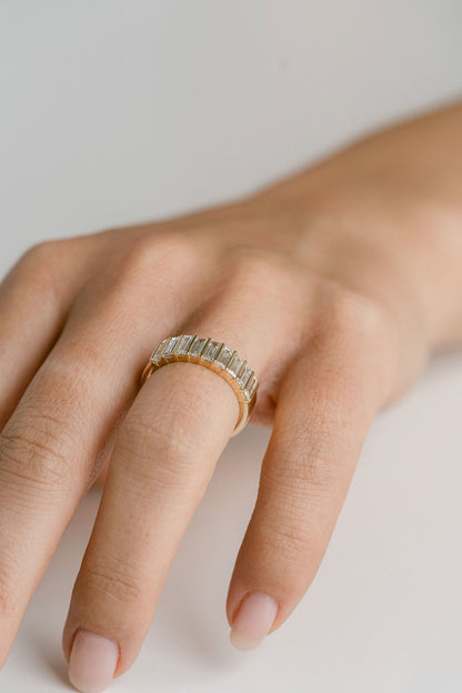 0.25 TCW Round Shaped Half Eternity Lab Grown Diamond Wedding Band